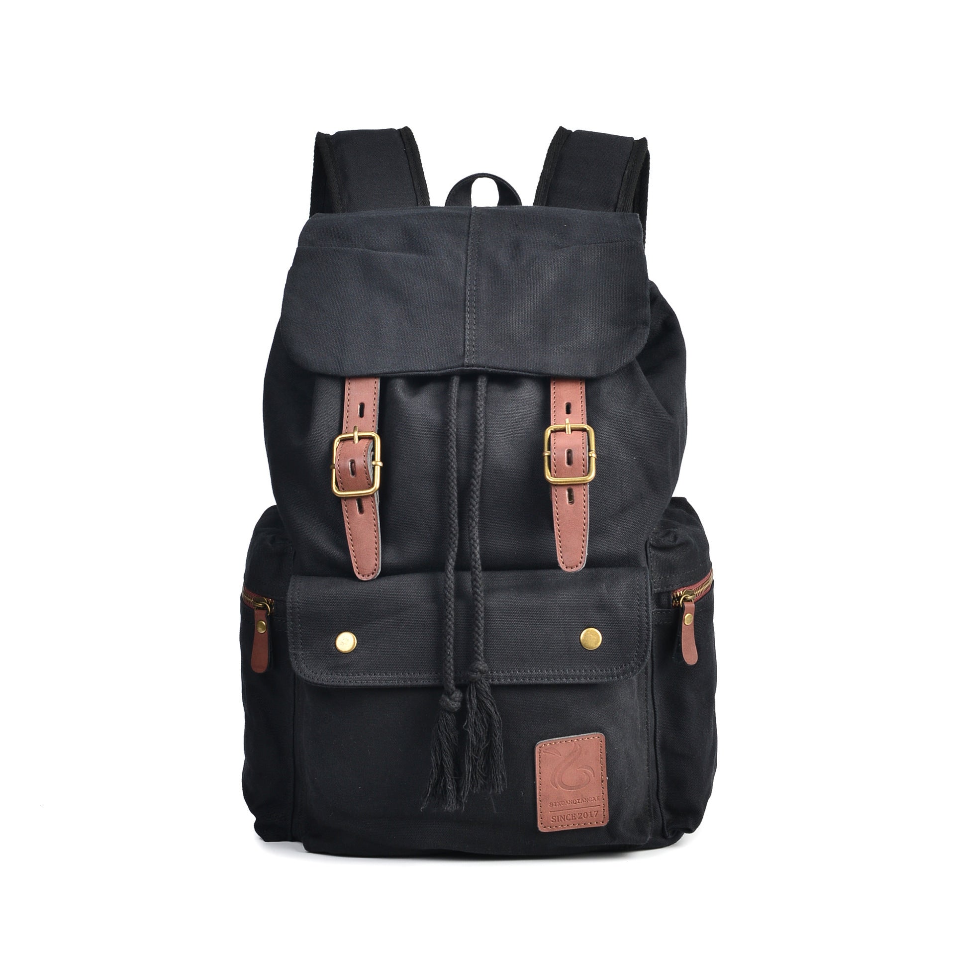 Men's pure cotton canvas bag, leisure outdoor large capacity backpack, factory directly climbing mountaineering bag
